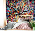 XMPMBM-Vintage Abstraction Art Forest backsplash Large Decorative Wallpaper Colorful Graffiti Tree Bedroom Bathroom Wall Mural- W 154" X H 105"（112 Square Foot）