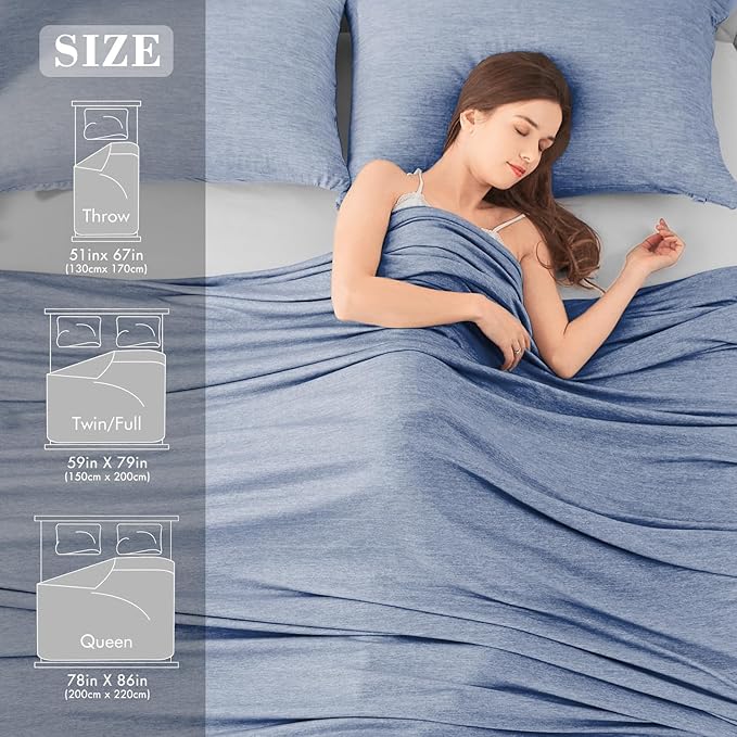 Cooling Blanket Keep Cool in Hot Summer, 51 X 67in Twin or Baby Size Blanket for Adults, Children, Babies Japanese Q-Max >0.5 Technology Arc-Chill Cooling Fiber, Breathable Comfortable All-Season-Blue