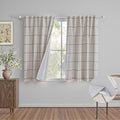 MYSKY HOME 100% Blackout Plaid Linen Curtains 45 Inches Long Double Layer Farmhouse Thermal Insulated Checkered Print Drapes with Rod Pocket Back Tab for Small Window, 2 Panels, 52" Wide, Deep Grey
