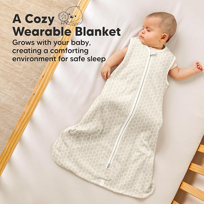 2-Pack Baby Sleep Sacks, Zipper Wearable Blanket - 0.5TOG Organic Cotton, Lightweight, Soft Cozy Infant Sleeping Sack 3-6 months,Easy to Wear Small Newborn Transition Swaddles Sleepsacks (BumbleBear)