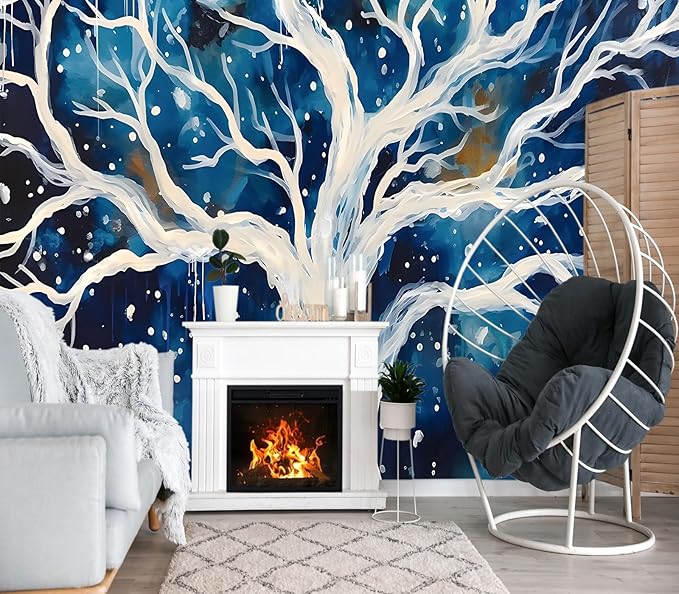 XMPMBM-Graffiti Art backsplash Large Decorative Wallpaper Watercolor Tree Bedroom Bathroom Nursery Room Wall Mural- W 88" X H 59"（36 Square Foot）
