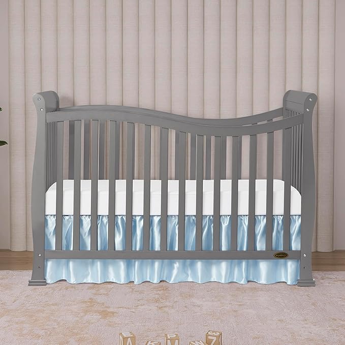 Dream On Me Violet 7-in-1 Convertible Full-Size Baby Crib with Toddler, Day & Full Bed Conversion in Steel Grey, GreenGuard Gold & JPMA, 4 Mattress Heights, Sustainable Pinewood