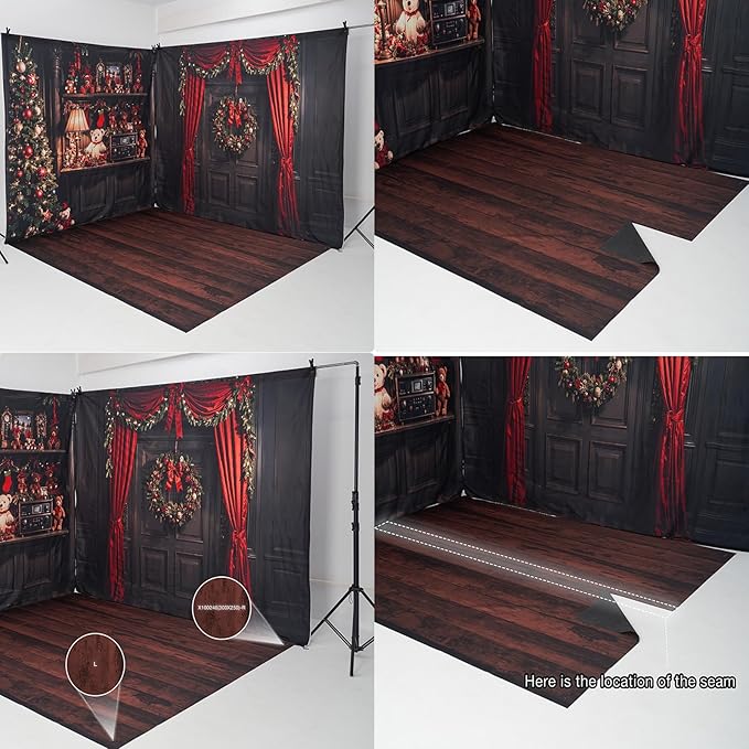 Kate Rustic Brown Wood Floor Backdrop Photography Floor Mats Rubber Floor Mat Wooden Backdrop Wall Newborn Photography Drops for Professional Photographer 10x8ft(Included 2 Pcs 5x8ft)