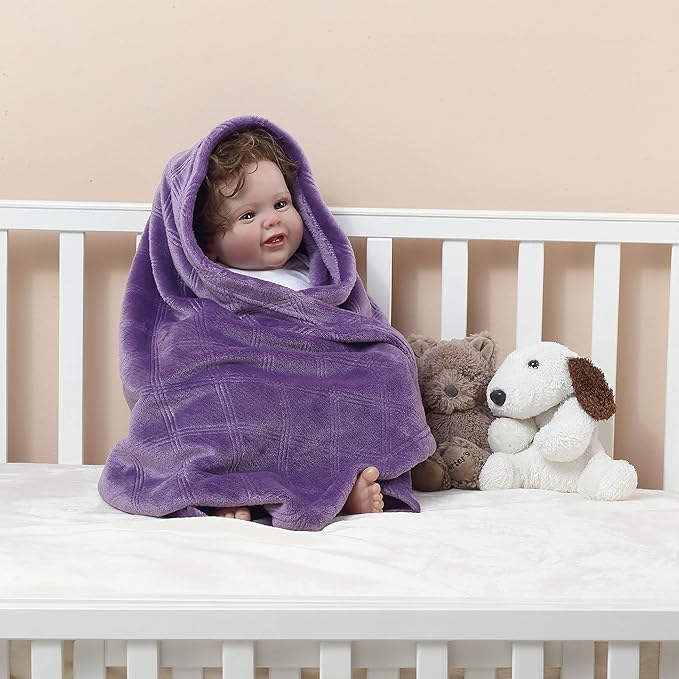 CREVENT Super Soft and Cozy Lightweight Fleece Baby Blankets for Boys and Girls/Kids/Infant/Newborns All Seasons(30"X40" Purple)