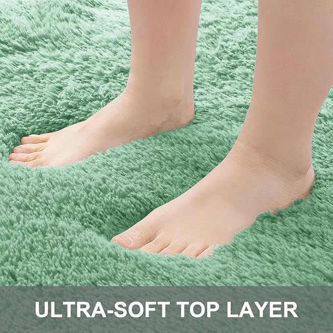 OLANLY 8x10 Machine Washable Large Area Rugs for Living Room, Bedroom, Soft Fluffy Shaggy Bedside Rug, Indoor Floor Carpet for Kids Girls and Boys, Dorms, Nursery, Home Decor Aesthetic, Mint Green