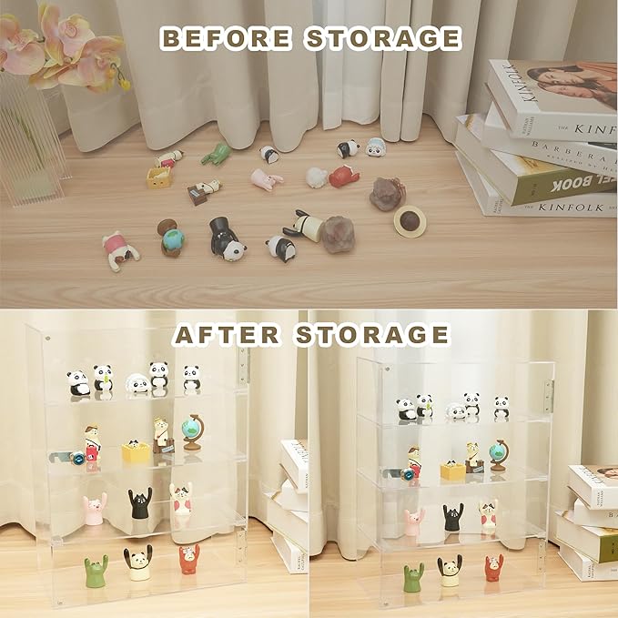 4 Shelf Clear Acrylic Display Case with Lock and Keys, Locking Display Cases for Collectibles, Acrylic Display Cabinet with Shelves for Collectibles Office Retail Store11.8 X 5.9 X 15.7 Inch