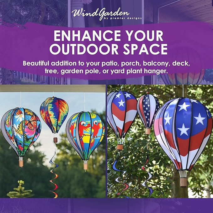 Hot Air Balloon Hanging Garden Spinner 22" - Vibrant Strawberry Design, Weather-Resistant Outdoor Decor, Durable & Lightweight for Patios, Yards, and Gardens - Eye-Catching Wind Spinner