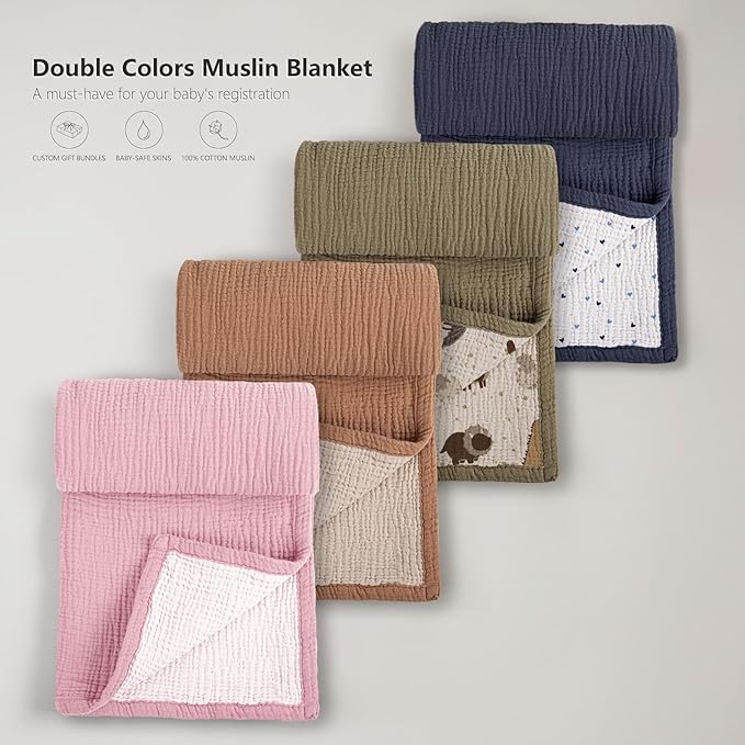 lulumoon Muslin Baby Blanket for Newborns: Lightweight Cotton Crib Blanket Neutral - Soft Lightweight for Stroller & Daycare 36"x40"(Pink)