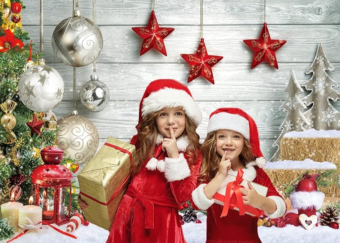 CYLYH 8x6ft Christmas Backdrop for Photography White Wood Floor Photography Backdrop Winter Snow Wooden Floor Xmas Background Newborn Christmas New Year Party Banner Decorop