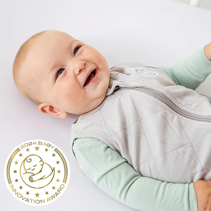 Dreamland Baby Lightweight Bamboo Viscose Sleep Sack (6-12 Months). 1.0 TOG Ultra Soft Blanket w/ 2-Way Zipper. 95% Viscose, 5% Spandex (Grey). Mom-Owned US Business, Premium Materials