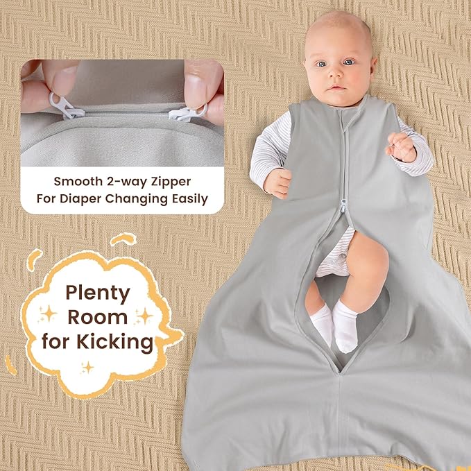 PHF Soft Baby Sleep Sack 0-6 Months 100% Organic Cotton Wearable Blanket, 2-Way Zipper 0.5 TOG Toddler Sleeping Sack 3 Pack, Comfy Sleep Bag for Baby Boys Girls, Navy Space (Small)