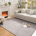 Ashler Home Deco Faux Fur Area Rug, Light Grey, 6x9 FT, Fluffy, Shaggy, Machine Washable, Non Slip, Rectangular
