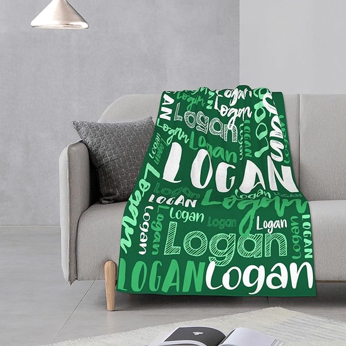 Dr.TOUGH Personalized Blankets with Name Customized Baby Blankets for Girls Boys Adults Monogrammed Blankets and Throws Christmas Birthday Mothers Fathers Valentines Day Gift (Green,30''×40'')