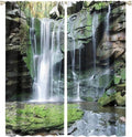 Forest Waterfall Blackout Windows Curtains, Rocky Waterfall to Pond Running Off Scenic Nature Themed Picture Print Curtains, for Living Room Bedroom 63x72in 2 Panels