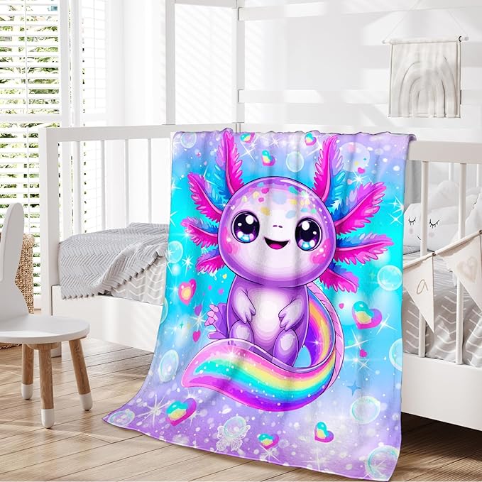Girls Blanket Throw Gift for Kids Teens Daughter Birthday - 60x80 Inches Soft Warm Cute Rainbow Animal Throw Blankets for Sofa Couch Bed Travel