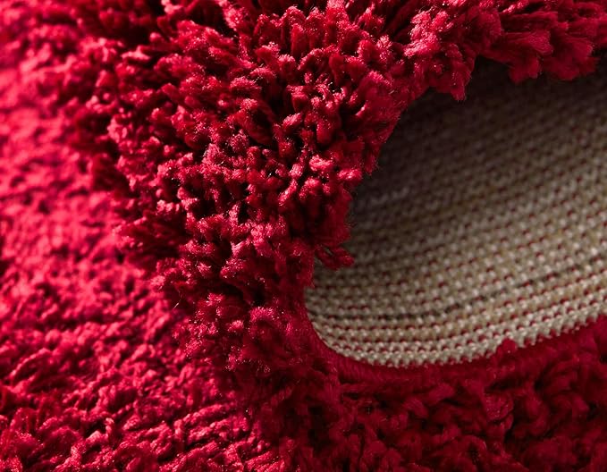 Unique Loom Solid Shag Collection Area Rug (8' x 11' Rectangle, Cherry Red)