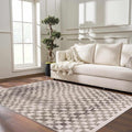 Hauteloom Pertek Modern Checkered Area Rug - Modern Geometric Carpet for Living Room, Kids Room, Nursery - Bohemian Boho Carpet - Cream, Beige, Tan - 2'7" x 4'