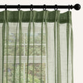 Sage Green Linen Look Sheer Curtains 84 Inches Long 2 Panels, Rustic Textured Light Filtering Drapes, Elegant Window Decor, Pinch Pleat Curtain with Hooks