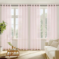 RYB HOME Peach Blush Sheer Curtains, Light Filtering Grommet Elegant Extra Long Window Panels, Airy & Breathable Voile Sheer Drapes for Kitchen, Living Room, Bedroom, 54W by 96L, Set of 4