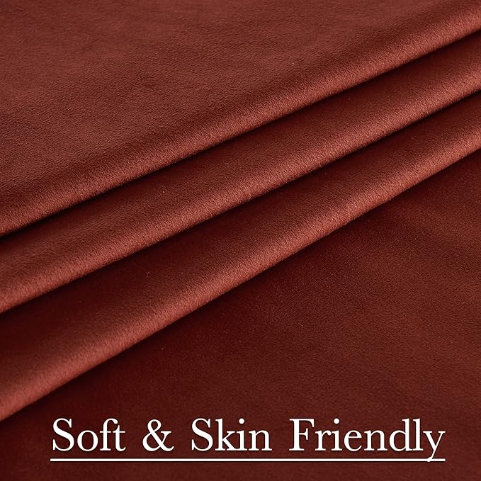 StangH Theater Velvet Curtains, Rust Red Home Decor Blackout Privacy Drapes 96 inches for Christmas Backdrops/Living Room/Bedroom, W52 x L96, 2 Panels
