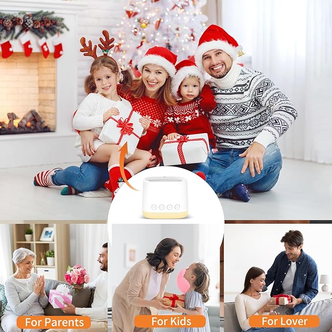 Portable Mini White Noise Sound Machine with Amber Breathing Night Light, 16 Soothing Sounds, 30-Hour Rechargeable Battery, Timer & Memory for Baby & Adult Sleep, Travel, Office Privacy