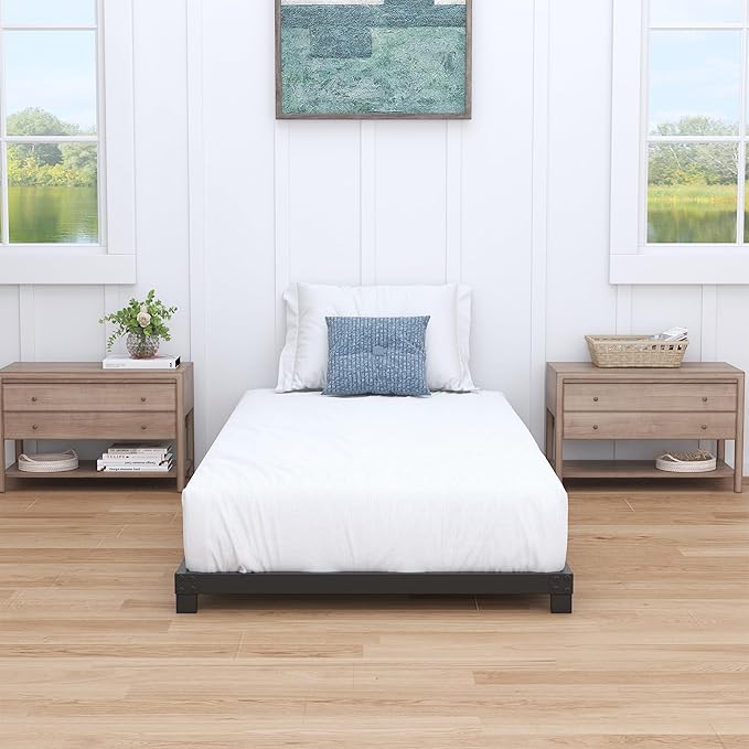 4 Inch Twin XL Bed Frames Low Profile, XL Twin Bed Frame No Box Spring Needed, Heavy Duty Metal, Easy Assembly, Black