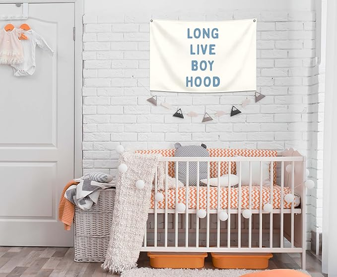 Long Live Boyhood-Rectangular Banner Flag Wall Decor Gift for Baby Boy Kid,Nursery Above Crib Playroom Reading Room Bedroom Front Decor Decor-Baby Present Shower,Birthday Christmas Gift