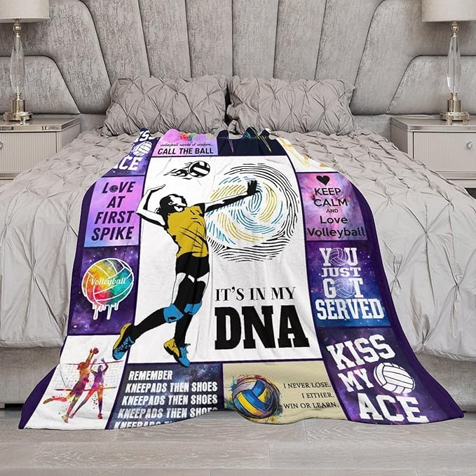 Volleyball Blanket Volleyball Gifts for Girls Boys Woman Kids Lover Sport Throw Blankets Soft Blanket Warm Fleece Flannel Plush Blankets for Bed Sofa Couch 50"x60"