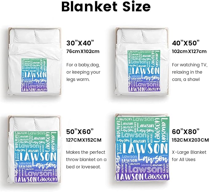Dr.TOUGH Personalized Blankets with Name Customized Baby Blankets for Girls Boys Adults Monogrammed Blankets and Throws Christmas Birthday Mothers Valentines Day Gift (Z-Colorful 07, 30''×40'')