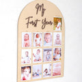 One Year Wood Photo Board - My First Year Month Milestone Board, Girl/Boy 1st Birthday Decorations, 12 Months Banner