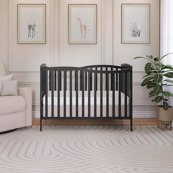 Dream On Me Chelsea 5-In-1 Convertible Crib In Black, JPMA Certified