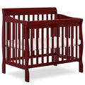 Dream On Me Aden 4-in-1 Convertible Mini Baby Crib in Cherry, GreenGuard Gold & JPMA, Sustainable Pinewood, Non-Toxic Finish, 3 Mattress Heights, Converts to Mini Day & Twin-Size Bed