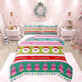 Feelyou Merry Christmas Comforter Set Toddler Size Santa Claus Bedding Set for Kids Boys Girls Xmas Tree Snowflake Duvet Quilt Striped Bedroom Decor Microfiber 2 Pcs with 1 Pillow Cases