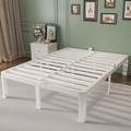 Full Size Bed Frame 16 Inch White, Metal Full Bed Frame with Baffles, No Box Spring Needed, Heavy Duty Steel Platform Supprt, Rounded Corner Design, Reserved Holes, Noiseless, Storage Space