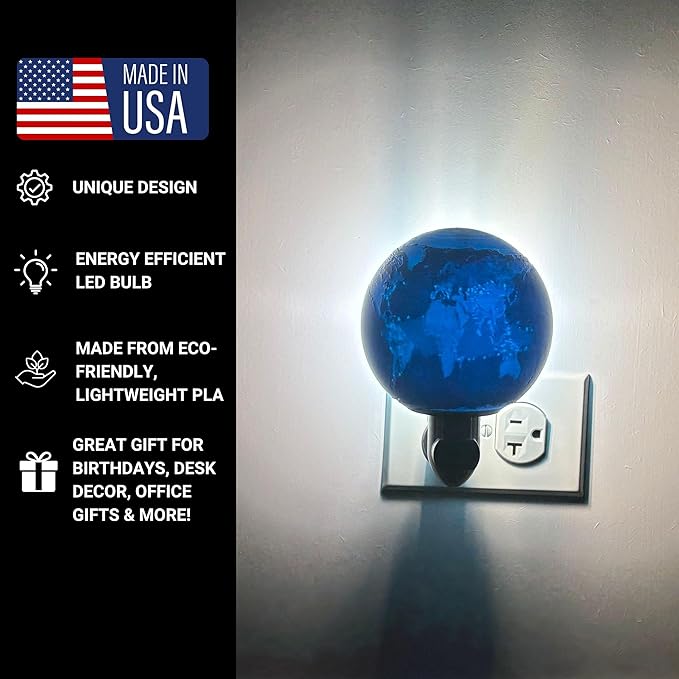 Earth Night Lights | 6" Earth Night Lamp LED Light | 3D Solar System NightLight, Planet Home Décor, Space Nursery, Globe Lamp Kids Room, Space Gift, Birthday Gifts, Bedroom Decorations