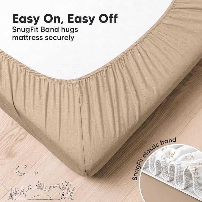 KeaBabies 2-Pack Fitted Crib Sheets for Boys, Girls, Baby - Soft Bamboo Viscose Cotton, 52x28 Standard Crib Mattress Sheets, Toddler Bed Mattress Cover, Gender Neutral, Breathable,Durable (Wild Fawn)