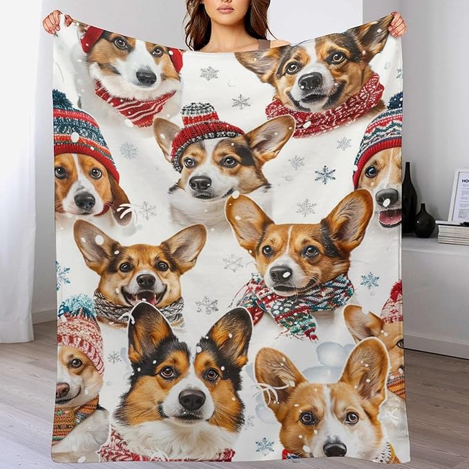 Corgi Blanket Funny Corgi Dog Gifts for Girls Boys Woman Kids Cute Corgis Lover Bear Throw Blankets Soft Blanket Warm Fleece Flannel Plush Blankets for Bed Sofa Couch 60"x80"