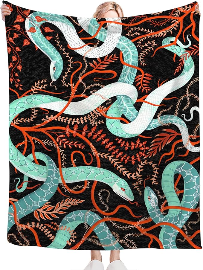 Tijuboni Snake Throw Blanket Snake Gifts for Girls Boys Women Men Kids Adults Soft Flannel Fleece Blanket for Couch Sofa Bed Home Decor 50"x60"