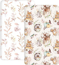 Pack and Play Sheets 2 Pack, Fitted Jersey Knit Mini Crib Sheets for Baby Boys and Girls, Compatible with Graco Pack N Play and Mini Crib Mattress (Forest Friends, Pack N Play/Mini Crib Sheets)