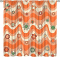 70s Boho Retro Curtains for Bedroom,Groovy Vintage Floral Rainbow Window Treatments Drapes for Kids Girls Window 42"" W X 45"" L, Style-6