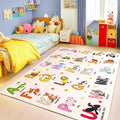 Kids Rugs for Playroom, 7x9 Feet Educational Rug for Learn The ABC Alphabet, Soft Machine Washable Non-Slip Cute Cartoon Animals Carpet for Classroom Toddler Nursery Kids Room Decor, Beige