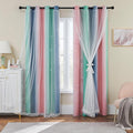 XiDi Pink Grey Green Girls Curtains for Bedroom Rainbow Blackout Short Curtains for Kitchen Cafe Window Room Darkening Kids Childs Nurser Room Wall Decor 72 inches Long 52 inches Wide 2 Panels Set