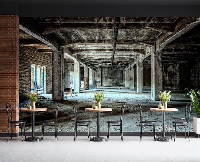 Abandoned Old Factory Buildings Wall Mural Wallpaper 137" x 100"