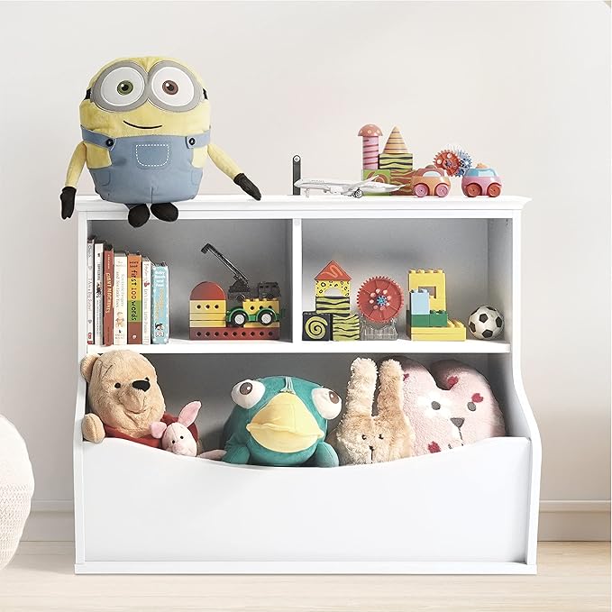 CAPHAUS Kids' Toy Storage Organizer, Open Storage Cubby, Multifunctional Book and Toy Storage Cabinet, Book and Toy Storage Shelf for Nursery, Playroom, Closet, Home Organization Toy Bookcase