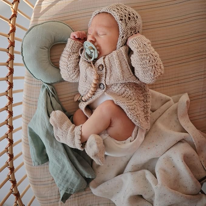 mushie Moon Security Blanket | Baby Lovey | 100% Organic Muslin Cotton (Roman Green)