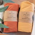 Bedside Sleeper Bassinet Sheets 35x20 Compatible with MiClassic, Milliard Bassinet and Large Bedside Sleepers – Snuggly Soft 100% Jersey Cotton – Mustard Yellow + Burnt Orange – 2 Pack