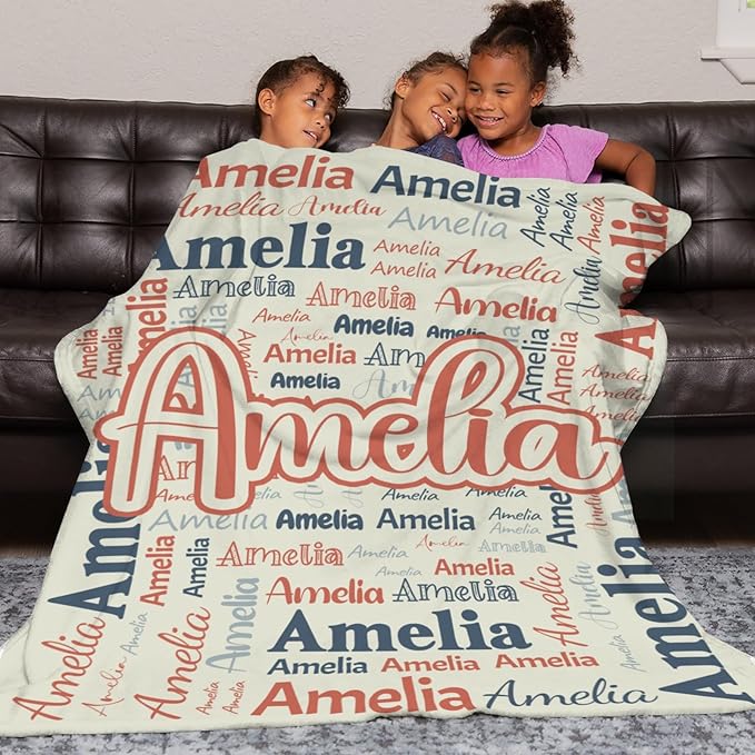 Dr.TOUGH Personalized Blanket for Adult Kids with Name Customized Blankets Personalized Throw Blanket for Christmas Birthday Gifts