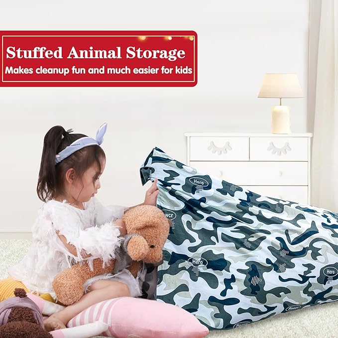 Jorbest Stuffed Animal Storage, Soccer Stuffed Animal Bean Bag Storage, Bean Bag Chair Cover for Kids, Luxury Velvet Stuffie Seat - Cover ONLY (200 L/52 Gal)