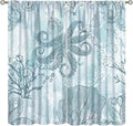 Coastal Window Curtains,Nautical Beach Themed Thermal Insulating Blackout Curtain for Living Room, Bedroom Set 2 Panels,42x45 Inches