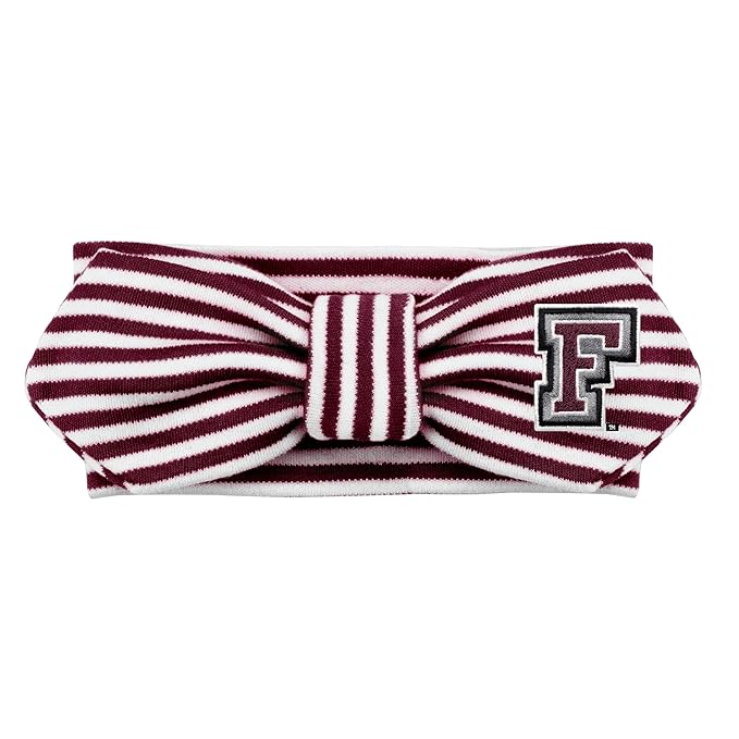 Creative Knitwear Fordham Rams Infant Girls Maroon/White Striped Hair Knot Headband Embroidered Logo - Size Newborn - 4T